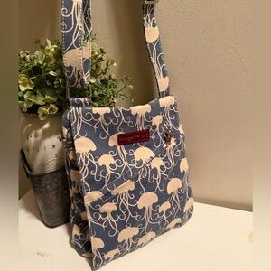 Bungalow 360 Jellyfish Shoulder Bag in Blue and Cream NWOT